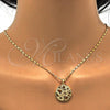 Oro Laminado Pendant Necklace, Gold Filled Style Heart Design, with White Micro Pave, Polished, Golden Finish, 04.199.0021.20