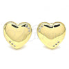 Oro Laminado Stud Earring, Gold Filled Style Heart Design, with White Micro Pave, Polished, Golden Finish, 02.156.0459