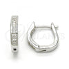 Sterling Silver Huggie Hoop, with White Cubic Zirconia, Polished, Rhodium Finish, 02.186.0036.15