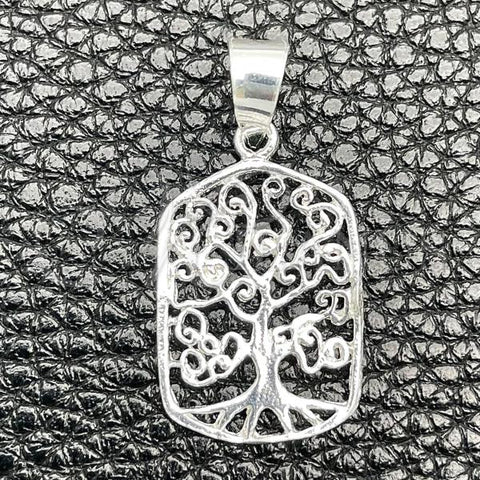 Sterling Silver Fancy Pendant, Tree Design, Polished, Silver Finish, 05.392.0060