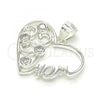 Sterling Silver Fancy Pendant, Heart and Mom Design, with White Cubic Zirconia, Polished,, 05.398.0016