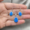 Sterling Silver Earring and Pendant Adult Set, with Bermuda Blue Opal, Polished, Silver Finish, 10.391.0005