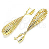Oro Laminado Dangle Earring, Gold Filled Style Teardrop Design, Polished, Golden Finish, 02.163.0120