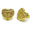 Oro Laminado Stud Earring, Gold Filled Style Heart Design, Polished, Golden Finish, 02.195.0314