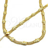 Oro Laminado Necklace and Bracelet, Gold Filled Style Elephant Design, with White Crystal, Polished, Golden Finish, 06.185.0009