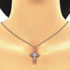 Sterling Silver Pendant Necklace, Cross Design, with White Cubic Zirconia, Polished, Rose Gold Finish, 04.336.0116.1.16