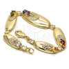 Oro Laminado Fancy Bracelet, Gold Filled Style with Multicolor Cubic Zirconia and White Crystal, Polished, Golden Finish, 03.59.0037.08