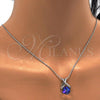 Rhodium Plated Pendant Necklace, with Tanzanite Swarovski Crystals and White Micro Pave, Polished, Rhodium Finish, 04.239.0023.1.16