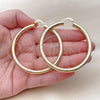 Oro Laminado Large Hoop, Gold Filled Style Hollow Design, Diamond Cutting Finish, Golden Finish, 02.213.0812.60