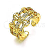 Oro Laminado Multi Stone Ring, Gold Filled Style with White Micro Pave, Polished, Golden Finish, 01.102.0007