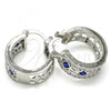 Rhodium Plated Small Hoop, with Sapphire Blue and White Cubic Zirconia, Polished, Rhodium Finish, 02.210.0282.7.20