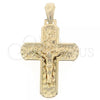 Oro Laminado Religious Pendant, Gold Filled Style Diamond Cutting Finish, Golden Finish, 05.16.0134