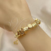 Oro Laminado Fancy Bracelet, Gold Filled Style Elephant and Little Girl Design, Polished, Golden Finish, 03.63.2264.07