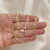 Oro Laminado Basic Necklace, Gold Filled Style Curb Design, Polished, Golden Finish, 5.222.005.22