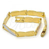 Oro Laminado Solid Bracelet, Gold Filled Style Polished, Tricolor, 03.102.0023.08