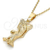 Oro Laminado Fancy Pendant, Gold Filled Style Eagle Design, Diamond Cutting Finish, Golden Finish, 5.183.020