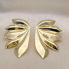 Oro Laminado Stud Earring, Gold Filled Style Leaf Design, Polished, Golden Finish, 02.213.0607