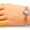 Oro Laminado Fancy Bracelet, Gold Filled Style Heart Design, with White Micro Pave, Polished, Golden Finish, 03.283.0222.08