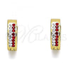Stainless Steel Huggie Hoop, with Garnet and White Crystal, Polished, Golden Finish, 02.230.0072.4.12