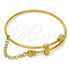 Stainless Steel Individual Bangle, Love Design, with White Crystal, Polished, Golden Finish, 07.258.0001.1.05 (02 MM Thickness, Size 5 - 2.50 Diameter)