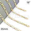 Oro Laminado Basic Necklace, Gold Filled Style Figaro Design, Polished, Golden Finish, 5.222.014.18