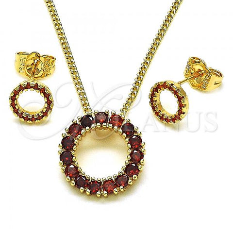 Oro Laminado Earring and Pendant Adult Set, Gold Filled Style Cluster Design, Polished, Golden Finish, 10.156.0461
