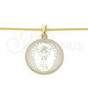 Oro Laminado Pendant Necklace, Gold Filled Style Divino Niño Design, Polished, Golden Finish, 04.106.0063.1.20