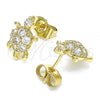 Oro Laminado Stud Earring, Gold Filled Style Turtle Design, with White Cubic Zirconia, Polished, Golden Finish, 02.345.0010.1