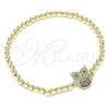 Oro Laminado Fancy Bracelet, Gold Filled Style Expandable Bead and Owl Design, with Multicolor Micro Pave, Polished, Golden Finish, 03.299.0048.07