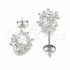 Sterling Silver Stud Earring, with White Cubic Zirconia, Polished, Rhodium Finish, 02.367.0022