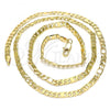 Oro Laminado Basic Necklace, Gold Filled Style Figaro Design, Polished, Golden Finish, 04.319.0004.24