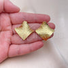 Oro Laminado Stud Earring, Gold Filled Style Diamond Cutting Finish, Golden Finish, 02.368.0102