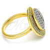 Oro Laminado Multi Stone Ring, Gold Filled Style with White Micro Pave, Polished, Two Tone, 01.91.0057.07 (Size 7)