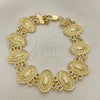 Oro Laminado Fancy Bracelet, Gold Filled Style Guadalupe Design, Polished, Golden Finish, 03.351.0044.1.08