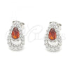 Sterling Silver Stud Earring, Teardrop Design, with Garnet and White Cubic Zirconia, Polished, Rhodium Finish, 02.371.0005.3