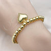 Oro Laminado Fancy Bracelet, Gold Filled Style Heart and Ball Design, Polished, Golden Finish, 03.341.0216.07