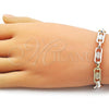 Oro Laminado Fancy Bracelet, Gold Filled Style Guadalupe Design, Polished, Tricolor, 03.411.0076.08