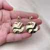 Oro Laminado Dangle Earring, Gold Filled Style Chunky Design, Polished, Golden Finish, 02.385.0025