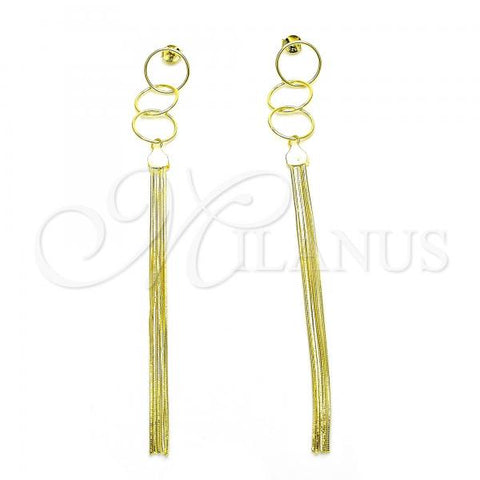 Sterling Silver Long Earring, Polished, Golden Finish, 02.186.0175