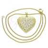 Oro Laminado Pendant Necklace, Gold Filled Style Heart Design, Polished, Golden Finish, 04.117.0038.18