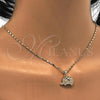 Oro Laminado Pendant Necklace, Gold Filled Style Elephant Design, with White Micro Pave, Polished, Golden Finish, 04.233.0014.18