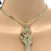 Oro Laminado Religious Pendant, Gold Filled Style Santa Muerte Design, Polished, Golden Finish, 05.185.0010.2