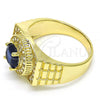 Oro Laminado Mens Ring, Gold Filled Style with Tanzanite and White Cubic Zirconia, Polished, Golden Finish, 01.266.0001.1.12 (Size 12)
