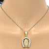 Oro Laminado Religious Pendant, Gold Filled Style Guadalupe Design, with White Cubic Zirconia, Polished, Golden Finish, 05.120.0016