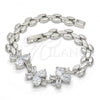 Rhodium Plated Fancy Bracelet, Butterfly Design, with White Cubic Zirconia, Polished, Rhodium Finish, 03.210.0086.2.08