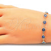 Oro Laminado Necklace and Bracelet, Gold Filled Style Evil Eye Design, Enamel Finish, Golden Finish, 06.63.0008.2