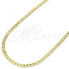 Oro Laminado Basic Necklace, Gold Filled Style Curb Design, Polished, Golden Finish, 04.213.0086.22
