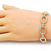 Oro Laminado Fancy Bracelet, Gold Filled Style Rolo Design, Diamond Cutting Finish, Golden Finish, 03.415.0020.08