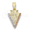 Oro Laminado Fancy Pendant, Gold Filled Style Diamond Cutting Finish, Tricolor, 5.182.041