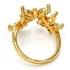 Oro Laminado Multi Stone Ring, Gold Filled Style Butterfly Design, with White Cubic Zirconia, Polished, Golden Finish, 01.210.0005.09 (Size 9)